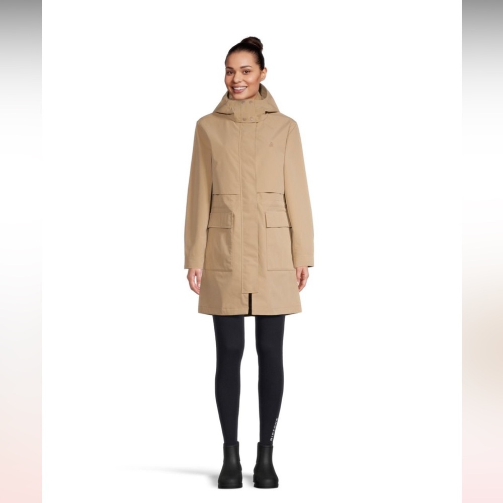 Lightweight Beige Trench Coat with Hood